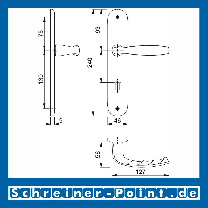 Hoppe New York Aluminium Langschildgarnitur F1 Natur 1810/273P, 3272909, 3272925, 3272941, 3272976